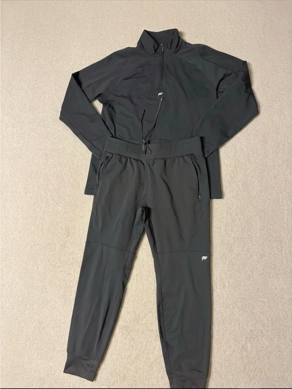 Fabletics Men Activewear Set Quarter Zip Pullover & Joggers - Size L